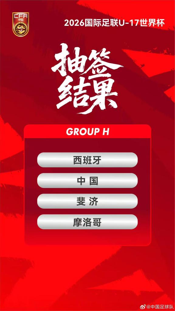 开云官网-U17男足世界杯抽签：中国与西班牙、摩洛哥、斐济同组